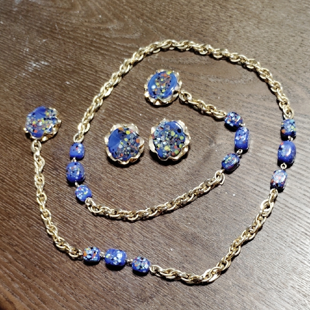 Vintage Pressed Glass Jewels By Julio Set